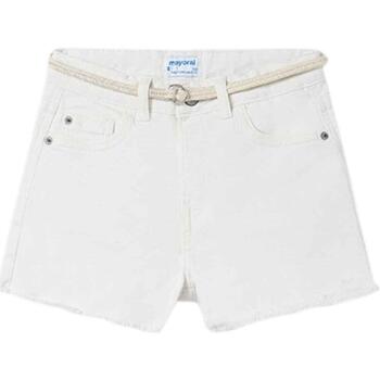 textil Niña Shorts / Bermudas Mayoral Short sarga basico Blanco