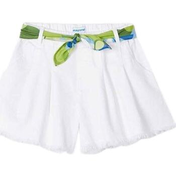 textil Niña Shorts / Bermudas Mayoral Pantalon corto sarga Blanco