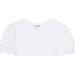 textil Niña Tops y Camisetas Mayoral Camiseta m/c manga perforada Blanco
