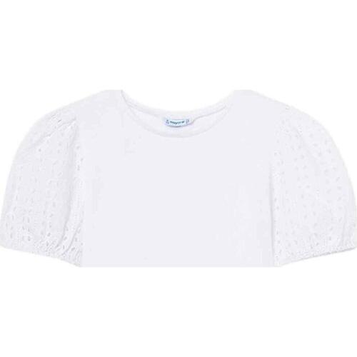 textil Niña Tops y Camisetas Mayoral Camiseta m/c manga perforada Blanco