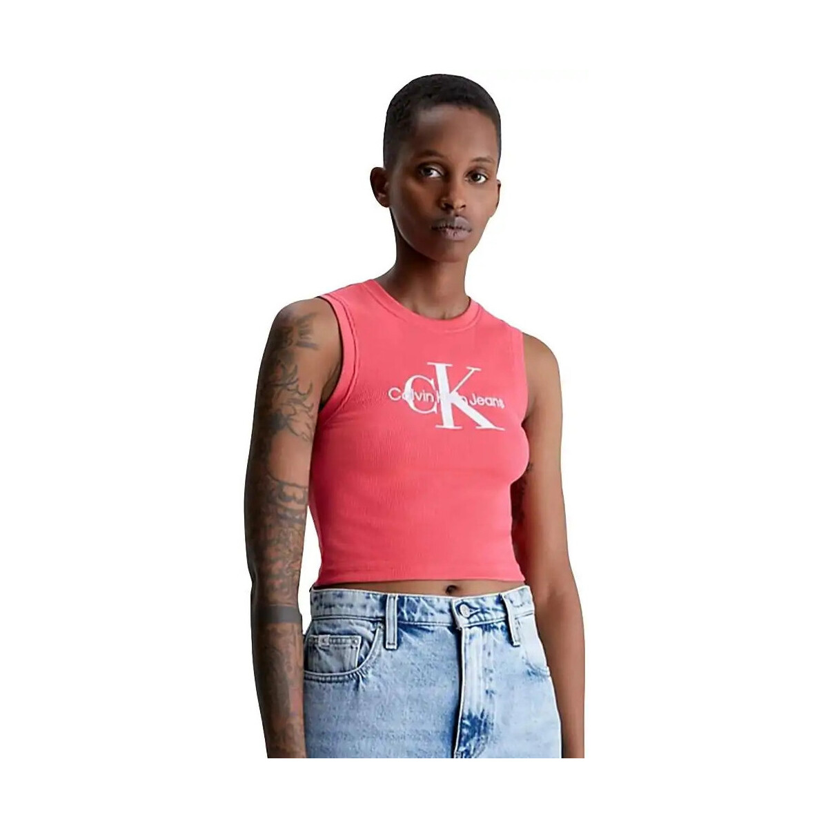 textil Mujer Camisetas sin mangas Calvin Klein Jeans Classic front logo Rosa