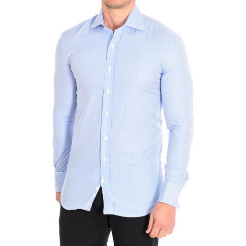 textil Hombre Camisas manga larga CafÃ© Coton DANIELLE3-SLIM-55DCS Azul