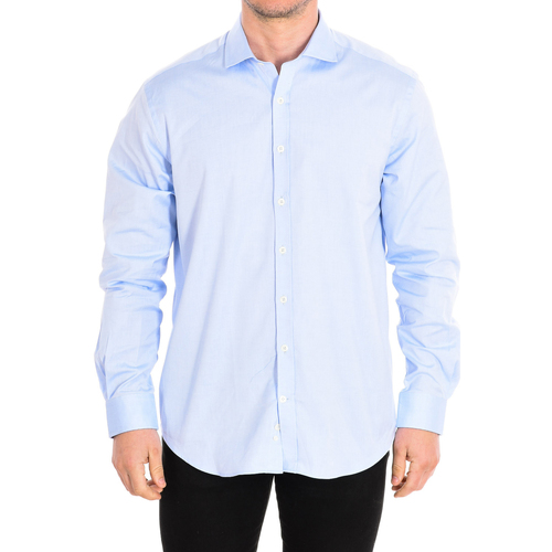 textil Hombre Camisas manga larga CafÃ© Coton PINPOINT03-33LS Azul