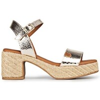 Zapatos Mujer Sandalias Popa Cuña Tacón Beliche Laminado Oro Oro
