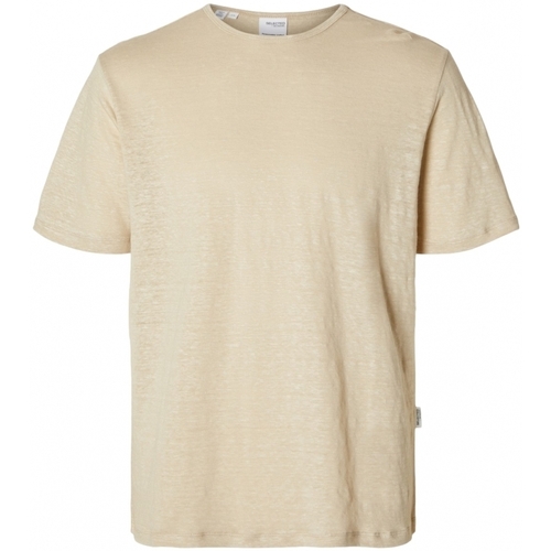 textil Hombre Tops y Camisetas Selected T-Shirt Bet Linen - Oatmeal Beige