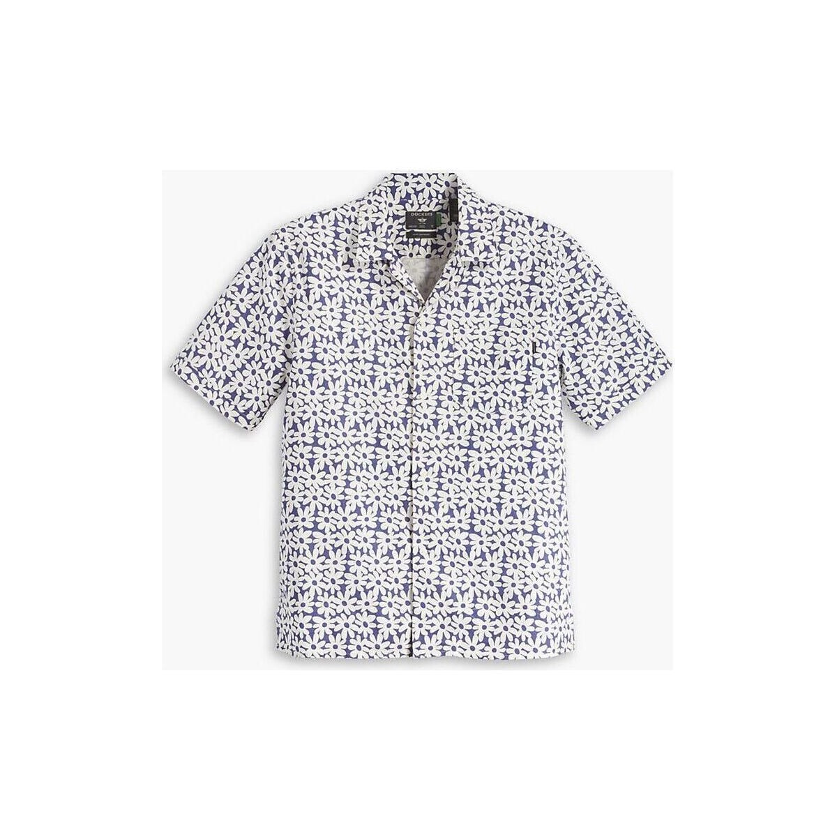 textil Hombre Camisas manga larga Dockers A0861 0022 CAMO COLLAR-LINEN ORIENT BLUE Blanco