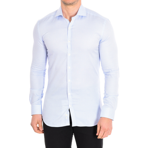 textil Hombre Camisas manga larga CafÃ© Coton HERMIONE3-33LS Azul