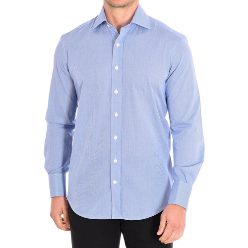 textil Hombre Camisas manga larga CafÃ© Coton MICROVICHY4-G-55DC Azul