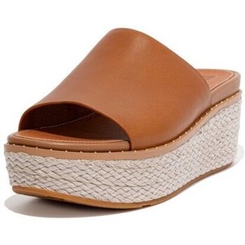 Zapatos Mujer Zuecos (Mules) FitFlop ELOISE ESPADRILLE WEDGES LIGHT TAN Negro