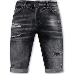 textil Hombre Pantalones cortos Local Fanatic Stonewashed Ripped Short Slim Fit Negro