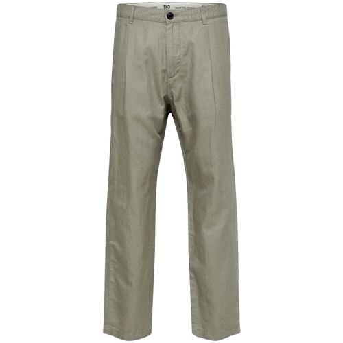 textil Hombre Pantalones Selected Relaxed Jones Linen - Vetiver Verde