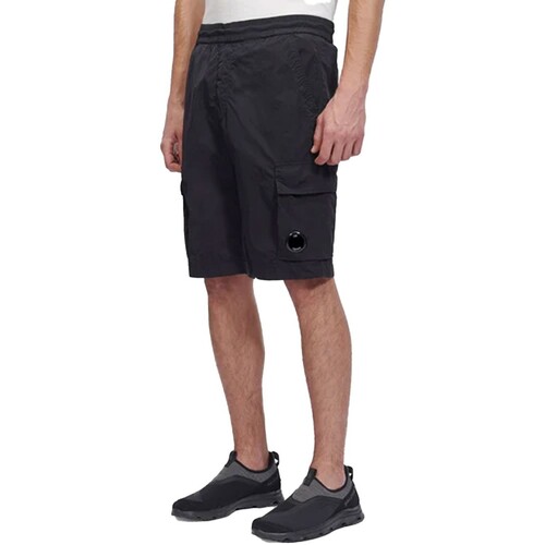 textil Hombre Pantalones C.p. Company - Pantalón Corto Con Logo Negro