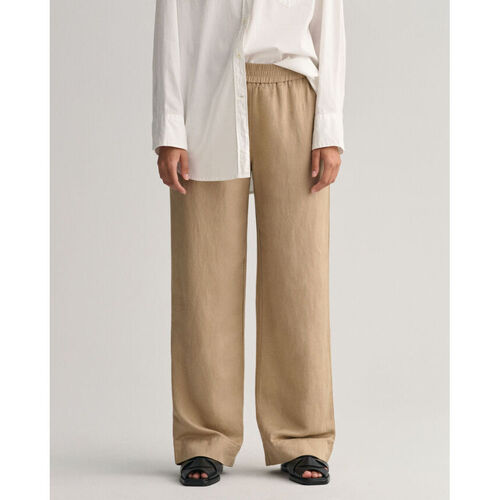 Gant Pantalones de lino y viscosa con cinturilla elástica Beige - textil Pantalones Mujer €