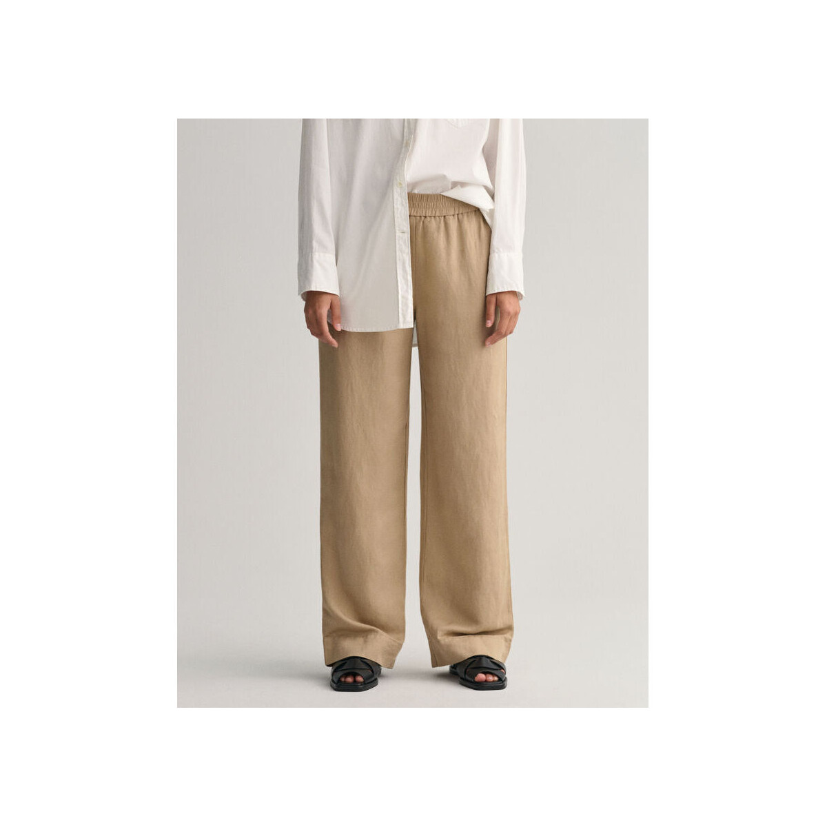 textil Mujer Pantalones Gant Pantalones de lino y viscosa con cinturilla elástica Beige