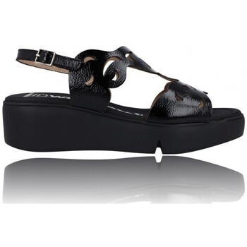 Zapatos Mujer Sandalias Wonders Sandalias con Cuña para Mujer  Afro B-7930 Negro