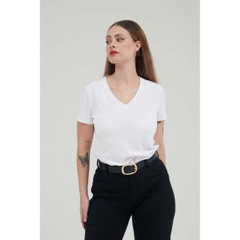textil Mujer Camisetas manga corta Sepiia Escote Pico Antimanchas Blanco