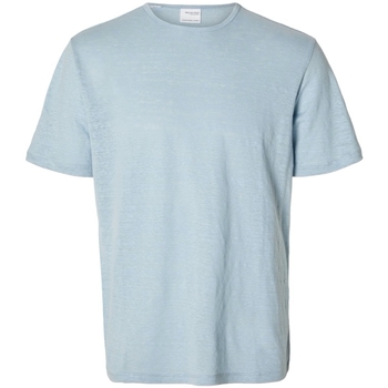 textil Hombre Tops y Camisetas Selected T-Shirt Bet Linen - Cashmere Blue Azul