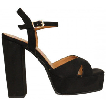 Zapatos Mujer Botas Lolas sandalia con plataforma y tacon 12 cm fabricada en españa Negro