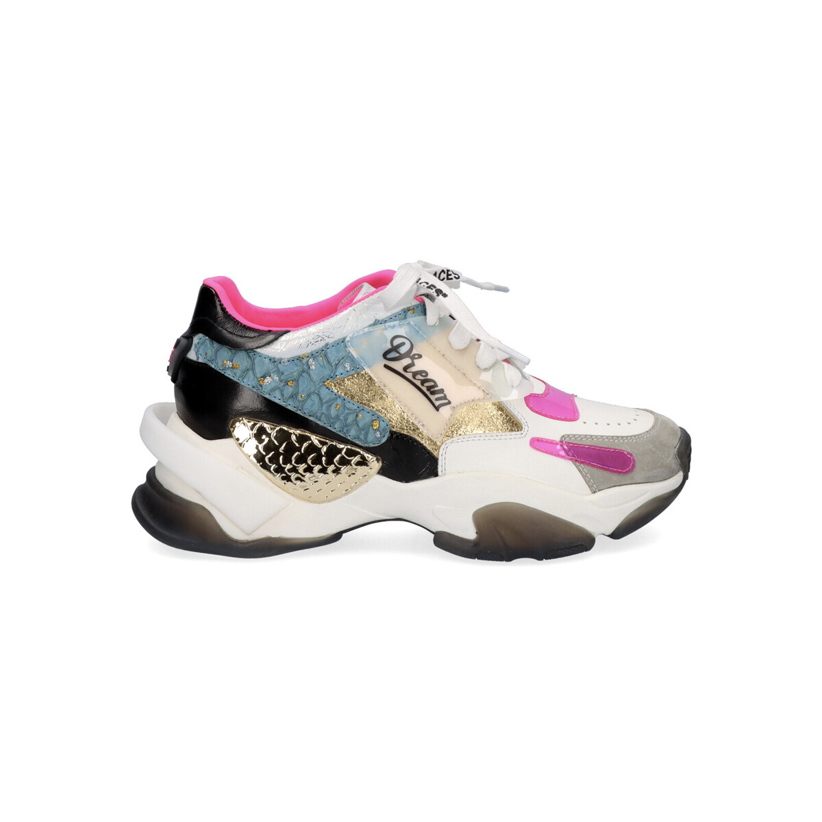 Zapatos Mujer Zapatillas bajas Exé Shoes SNEAKER PLATAFORMA XY166-1 WHITE GOLD DORADO 