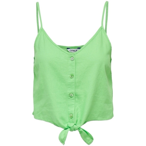 textil Mujer Tops / Blusas Only Top Caro Strap Linen - Summer Green Verde