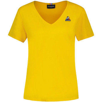 textil Mujer Camisetas manga corta Le Coq Sportif Essentiels Tee Col V Amarillo