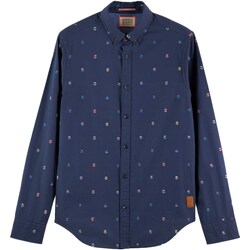 textil Hombre Camisas manga larga Scotch & Soda Slim Fit Fil Coupe Jacquard Shirt Azul