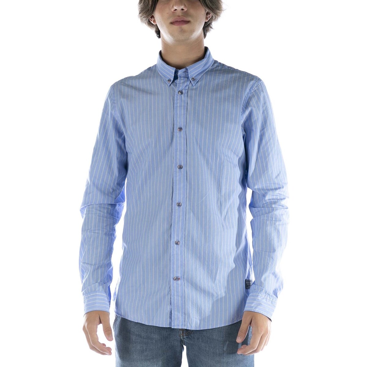 textil Hombre Camisas manga larga Scotch & Soda Camicia  Azzurro Azul