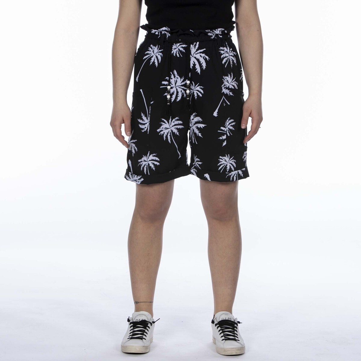 textil Mujer Shorts / Bermudas Shopart Bermuda  Donna In Tessuto Stampato Nero Negro