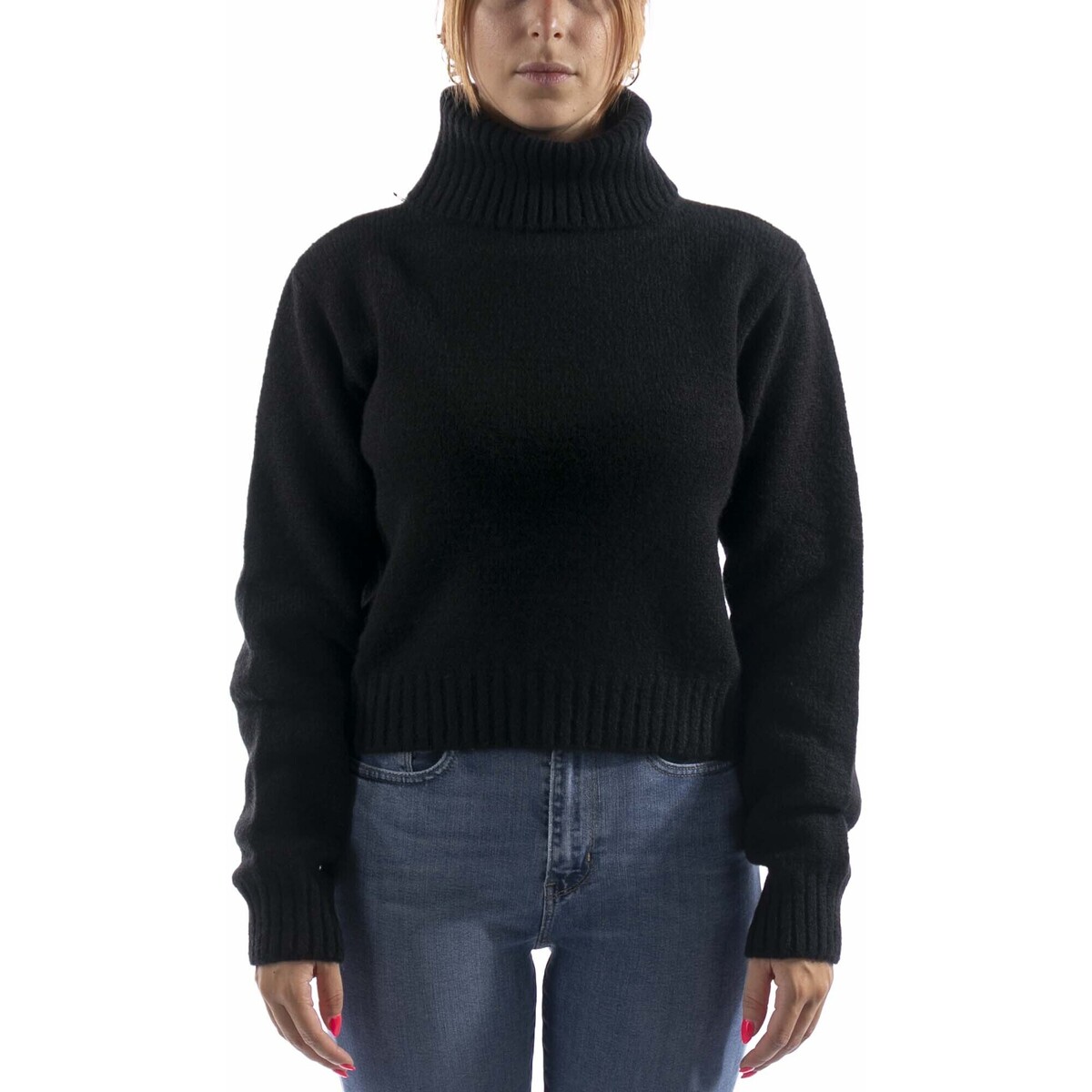 textil Mujer Tops y Camisetas Kontatto Maglione  Dolcevita Cropped Nero Negro