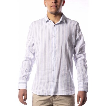 textil Hombre Camisas manga larga Sl56 Camicia S.L.56 Berenice A Righe Bianco Azzurro Blanco