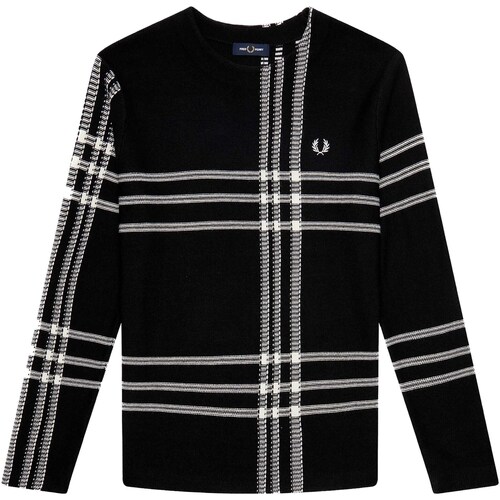 textil Hombre Sudaderas Fred Perry Maglione Fred Perry Tartan Nero Negro