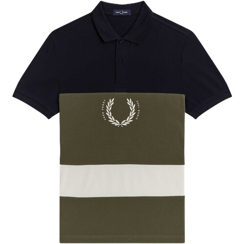 textil Hombre Tops y Camisetas Fred Perry Fp Printed Colour Block Poloshirt Azul