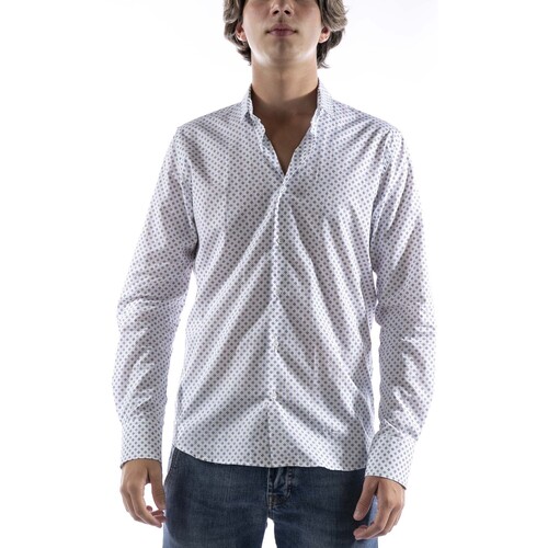 textil Hombre Camisas manga larga Sl56 Camicia S.L.56 Fantasia Bianco Blanco