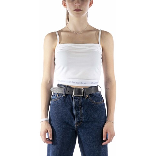 textil Mujer Camisetas sin mangas Calvin Klein Jeans Logo Tape Strappy To Blanco
