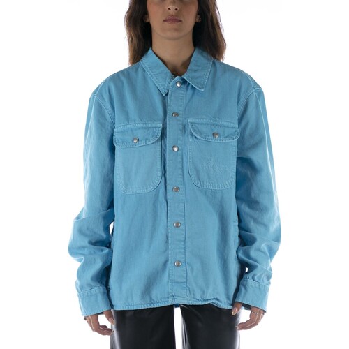 textil Hombre Camisas manga larga Calvin Klein Jeans Camicia  Shirt Jacket Azzurro Marino