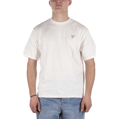 textil Hombre Tops y Camisetas Guess T-Shirt  Go Camp Logo Tee Bianco Blanco