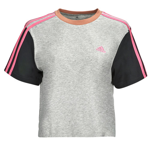 textil Mujer Camisetas manga corta Adidas Sportswear 3S CR TOP Gris / Negro / Rosa