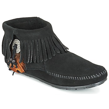 Zapatos Mujer Botas de caña baja Minnetonka CONCHO FEATHER SIDE ZIP BOOT Negro