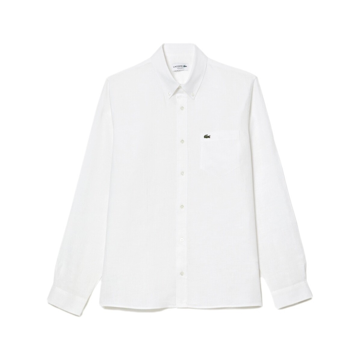 textil Hombre Camisas manga larga Lacoste Linen Casual Shirt - Blanc Blanco