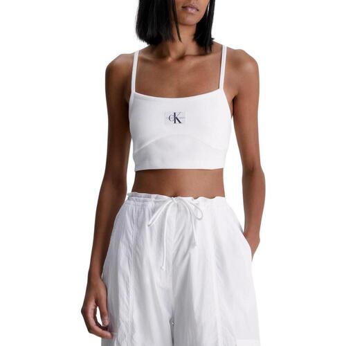 textil Mujer Tops y Camisetas Calvin Klein Jeans BADGE RIB BRALETTE TOP Blanco