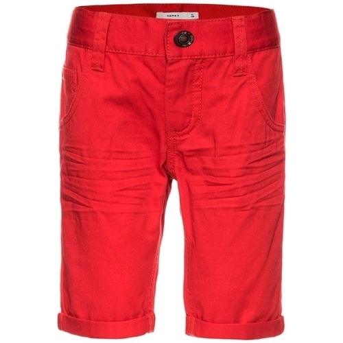 textil Niños Shorts / Bermudas Name it NITISAK TWILL SLIM LONGSHORT NMT CAMP Rojo