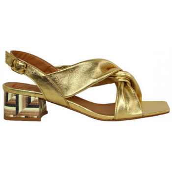 Zapatos Mujer Botas Lolas sandalia con tacon de 4cm tiras tubulares anudadas Oro