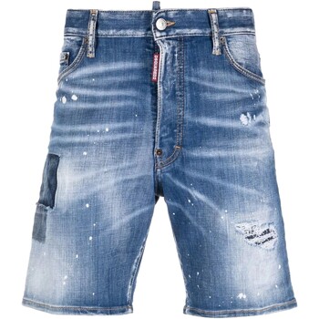textil Hombre Pantalones cortos Dsquared - Short Vaquero Marine Parches Medium Wash Azul