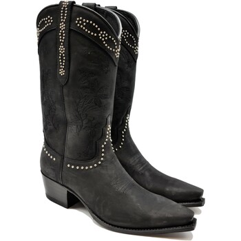 Zapatos Mujer Botas Sendra boots - Bota Cowboy 15500 Judy Nobuk Bordado conTachas Negro