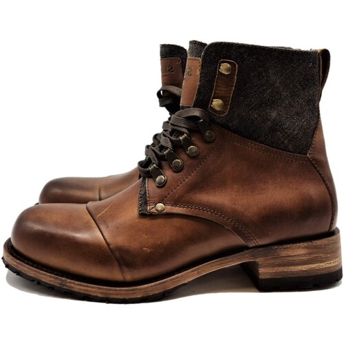 Zapatos Hombre Botas Sendra boots - Botas de Piel con Cordones 15187 Milles Combinada Marrón