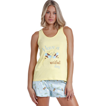 textil Mujer Pijama Admas Pijama loungewear short camiseta de tirantes Beeutiful Amarillo