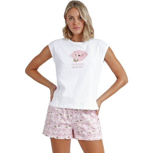 textil Mujer Pijama Admas Pijama loungewear short camiseta Sea World Blanco