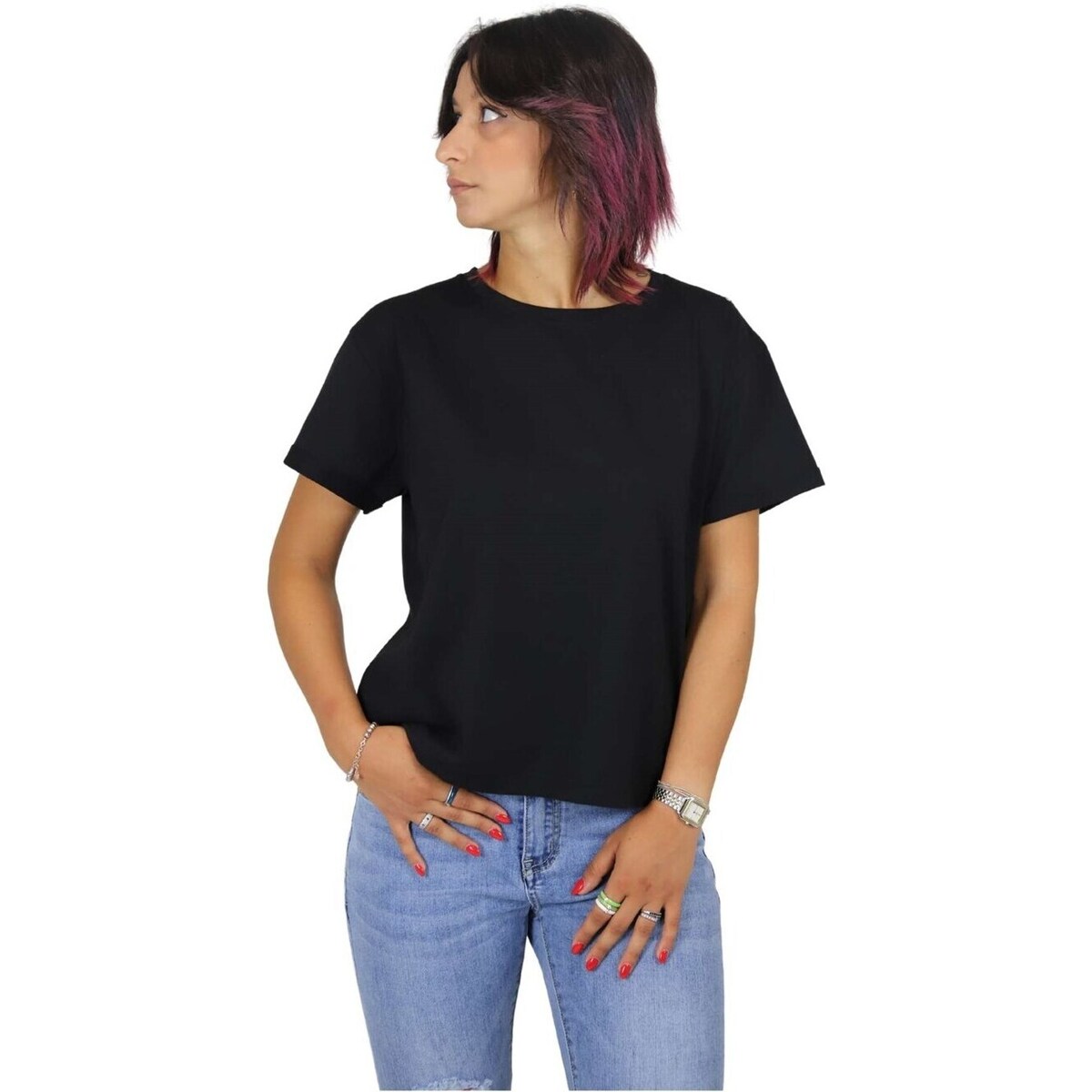 textil Mujer Camisetas manga corta Zahjr 53538595 Negro