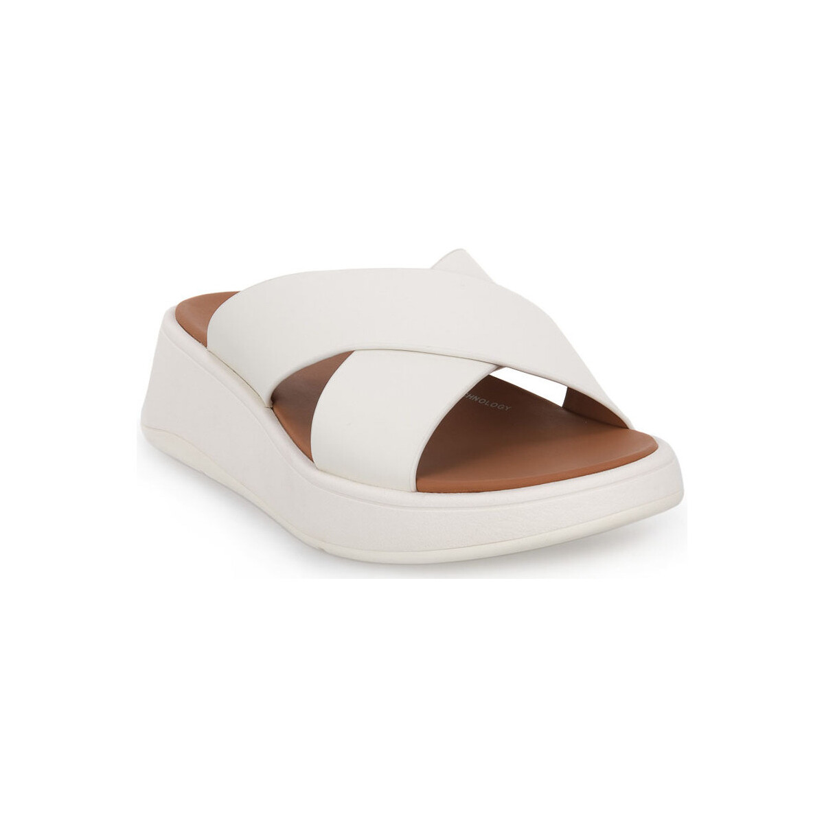 Zapatos Mujer Zuecos (Mules) FitFlop F MODE LEATHER PLATFORM CROSS Beige