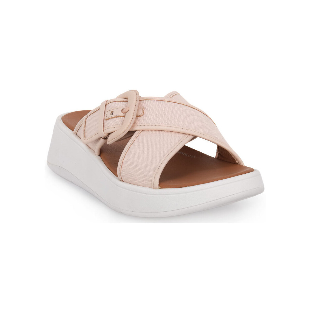 Zapatos Mujer Zuecos (Mules) FitFlop F MODE BUCKLE CANVAS PLATFORM Rosa